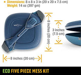 UCO Recycled ECO 5-Piece Camping Mess Kit with Bowl, Plate, Switch Spork Utensil Set