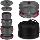 Alocs Camping Cookware Set Camping Gear, Compact Camping Pots and Pans Set, Durable Hard Alumina Camping Cooking Set for Outdoor Backpacking Camping Hiking Picnic, Included Mesh Carry Bag.