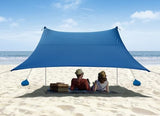 Beach Tent, Camping Sun Shelter 10 x 10ft, with 4 Sandbags, UPF50+, Includes Sand Shovel, Ground Pegs & Stability Poles, Pop Up Beach Canopy Sunshade for Fishing, Backyard Fun or Picnics (Navy Blue)