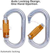 SOB Auto Locking Climbing Carabiner Clips,Heavy Duty Asymmetrical Carabiner Connector Used for Rappelling Gear Rescue Outdoor Projects Dog Leash