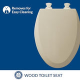 Bemis 1500EC 006 Toilet Seat with Easy Clean & Change Hinges, Elongated, Durable Enameled Wood, Bone, 1 Pack