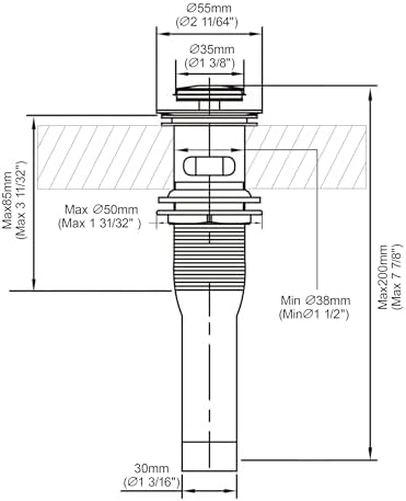 Pop up Sink Drain Stopper for Bathroom Vessel Vanity Sink Art Basin Brushed Nickel, Small Cap with Overflow, Metal Pop up Drain Strainer with Detachable Basket Stopper