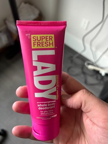 Whole Body Deodorant for Women by Super Fresh Lady Aluminum Free Powder Lotion for Privates and Body Stops Odor and Chafing Coconut Vanilla Scent 4 oz Tubes Twin Pack for Daily Feminine Care