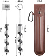 Kosibate Bushcraft Gear, Hand Auger Wrench for Easy Wood Drilling - Settlers Wrench and Bushcraft Tools Perfect for Camping and Woodworking Tasks-Scotch Eye Wood Drill with Leather Case Brown.