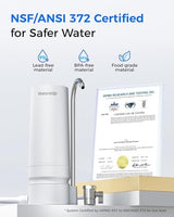 Waterdrop Countertop Water Filter, 4000 Gallons Water Filter for Sink Faucet and Filter Life Reminder, Reduces Heavy Metals, Bad Odor, and 99% Chlorine (1 Filter Included) WD-CTF-05