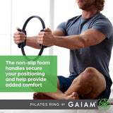 Gaiam Pilates Ring Fitness Circle - Lightweight & Durable Foam Padded Handles, Flexible Resistance Exercise Equipment for Toning Arms, Thighs/Legs & Core