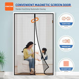 MAGZO Magnetic Screen Door Fit Door Size 48 x 96 Inch, Screen Size 50" x 97" Strong Magnet French Style Mesh, Heavy Duty Fiberglass Mesh with Hook & Loop for Sliding Entrance, Gray