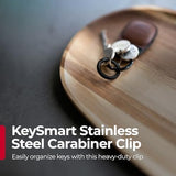 KeySmart Key Ring Clips - Round Carabiner Clip, Stainless Steel, Quick Release Keychain, Key Chain Hooks for Car Keys