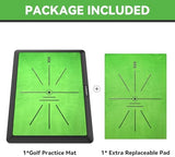 Golf Hitting Mat | Golf Training Mat for Swing Path Feedback/Detection Batting | Extra Replaceable Golf Practice Mat 16"x12" | Golf Gifts for Men/Women for Home Indoor Outdoor