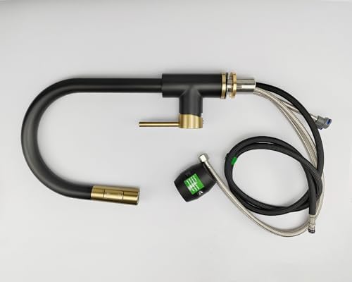 Havin Gold and Black Kitchen Faucet with Pull Down Sprayer, High Arc Stainless Steel Material, with cUPC Ceramic Cartridge,Without Deck Plate,Fit for 1 Hole Kitchen Sink or Laundry Sink
