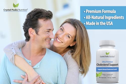 CRYSTAL PEAKS NUTRITION Cholesterol Supplement - All-Natural Ingredients to Support Normal Colesterol Levels. Supports Optimal Circulation. 60 Capsules