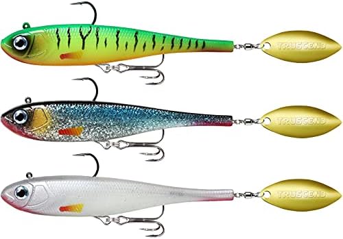 TRUSCEND Pre-Rigged Soft Fishing Lures, Well-Made Easy Catching Lures for Family Fishing, Great Action Swimbaits with Spinner, All-Conditions Fishing Gear for Bass Trout Walleye, Crappie Fishing Jigs