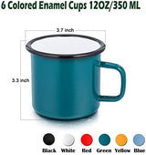 P&P CHEF Enamel Camping Coffee Mug Set of 6, Small Colored Mugs Cups for Family Gathering/Friend Party/Camping/Picnic/Fishing, Lightweight & Portable -12 Ounce, 350ML & Multicolor