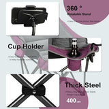 Oversized XL Padded Camping Chair w/Cell Phone Holder, Large Camp Lounge Chair, Foldable Lawn Chair w/Cup Holder,Carry Bag for Outdoor Hiking, Beach, Picnics, Heavy-Duty 400-lbs Capacity