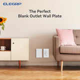 ELEGRP Blank Wall Plate Cover, 1-Gang Screwless Blank Outlet Plate, Mid-Size 4.88" x 3.13" Unbreakable Thermoplastic Blank Faceplate Cover for Unused Outlets/Switches, UL Listed (5 Pack, Matte White)