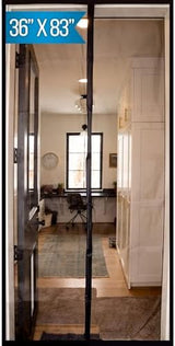 Fenestrelle Magnetic Screen Door for Standard, French & Sliding Door, Large Pet & Kids, Keep Bugs Out, Heavy Fiberglass Mesh, Self Closing Continuous Magnetic Seal (Fits Door Size 34"x80", Black Trim)