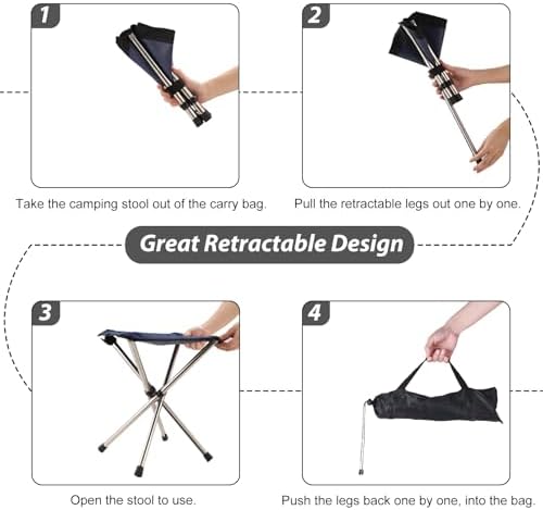 Camping Stool,Small Folding Chair,13.8" Lightweight Folding Stool Compact Backpacking Stool with Carry Bag