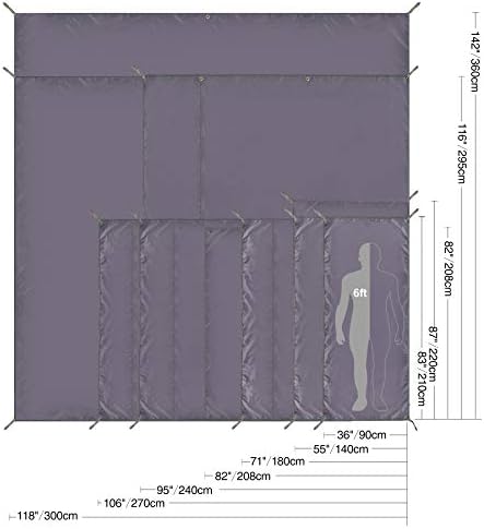 REDCAMP Waterproof Camping Tent Tarp - 95" x116'', 4 in 1 Multifunctional Tent Footprint for Camping, Hiking and Survival Gear, Lightweight and Compact