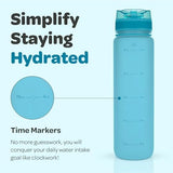 Hydracy Water Bottle with Time Marker -Large BPA Free Water Bottle & No Sweat Sleeve -Leak Proof Gym Bottle with Fruit Infuser Strainer & Times to Drink -Ideal for Fitness Sports & Outdoors