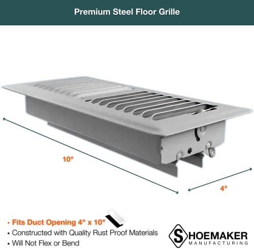 Cement Gray, 4x10, Premium Floor Register, All Steel Heavy Duty Vent Cover