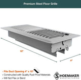 Cement Gray, 4x10, Premium Floor Register, All Steel Heavy Duty Vent Cover