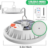 USB Solar Camping Light Remote Tent Light 2 Pack - 4000LM Portable LED Rechargeable Camping Lantern Hanging IPX4 Waterproof Emergency Light for Camping, Hiking, Power Failure, Hurricane (120 LEDs)