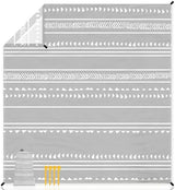 78''×86'' Large Beach Blanket for 4 Adults, Outdoor Beach Mat Sand Proof Waterproof with 4 Stakes & 4 Corner Pockets, Polyester Lightweight Comapct Grey Picnic Mat for Travel, Camping, Hiking