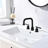 WOWOW Two Handles Widespread 8 inch Bathroom Faucet Black 3 Pieces Basin Faucets 360 Degree Swivel Spout Lavatory Sink Faucet