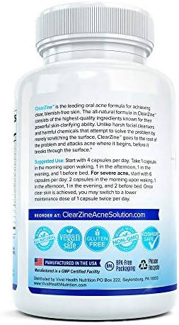 Acne Pills for Teens & Adults | Clear Skin Supplement, Vitamins for Hormonal & Cystic Acne, 90 Caps