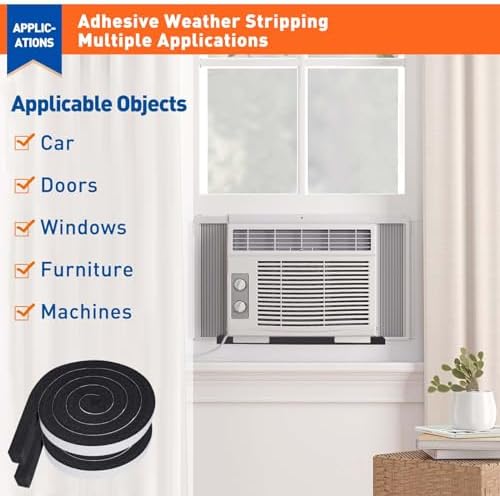 MAGZO Weather Stripping Door Seal 1 Inch W X 1 Inch T X 26 Ft Total Length, Strong Adhesion and High Resilience Air Conditioner Foam Insulation (6.5ft x 4 Rolls)