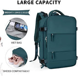 coowoz Large Travel Backpack For Women Men,Carry On Flight Approved,Hiking Waterproof Outdoor Sports Rucksack Casual Daypack Fit 15.6 Inch Laptop Shoes Compartment (Peacock Blue)