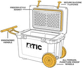 RTIC 52 Quart Ultra-Light Wheeled Hard Cooler Insulated Portable Ice Chest Box for Beach, Drink, Beverage, Camping, Picnic, Fishing, Boat, Barbecue, 30% Lighter Than Rotomolded Coolers