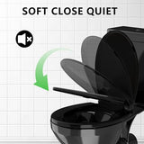 Toilet Seat Black, Toilet Seat Round 16.5 inch Soft Close Quiet, No Slam, Premium PP Material Easy Clean, B2B Available, Black