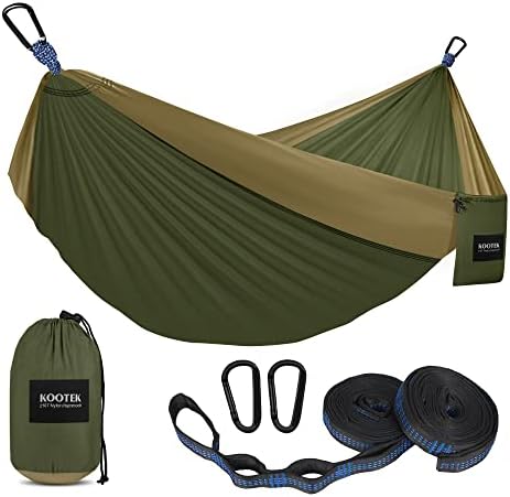 Kootek Camping Hammock 500 lbs Capacity, Portable Hammocks with Tree Straps & Attached Carry Bag, Camping Essentials Gear, Perfect for Outside Indoor Hiking Beach Backpack Travel