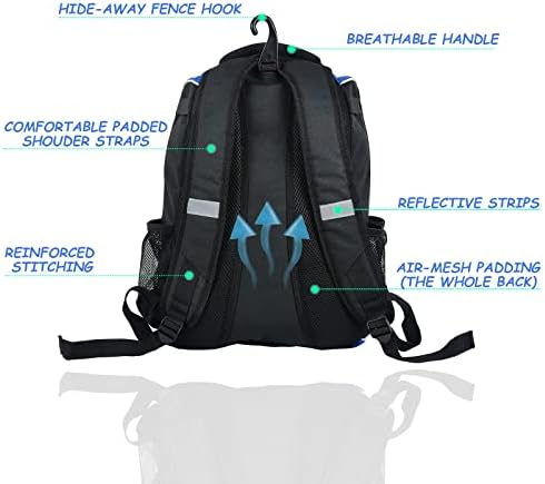WOLT Youth Baseball Bag - Bat Backpack for Baseball, T-Ball & Softball Equipment & Gear, Bat & Glove Holder, Large Main Compartment for Helmet & accessories, Separate Shoes Compartment, Fence Hook