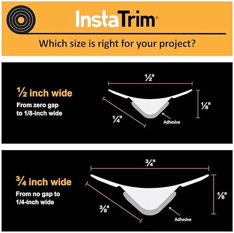 InstaTrim New & Improved Self-Adhesive Caulk Trim, 1/2" x 10', 2-Pack, Flexible, Waterproof, Stain Resistant for Bathroom, Floors, Walls, DIY Project, White
