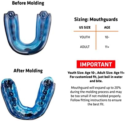 Shock Doctor Mouth Guard Sports, Hockey, Lacrosse, Baseball, Wrestling Moutguard, Gel Max Heavy Duty Protection & Custom Fit, Football Mouth Guard with Strap, Adult & Youth Mouthguard