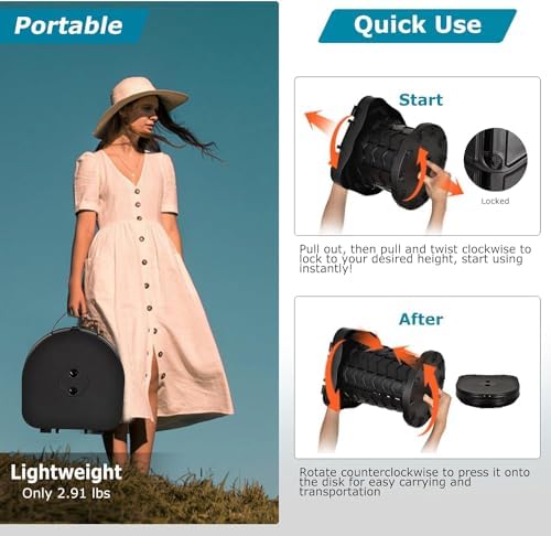 Upgrade Retractable Portable Toilet Travel Toilet Adjustable Height Camping Toilet Portable Potty for Adults Kids, Foldable Portable Toilet for Camping/Car