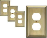 4-Pack Duplex Outlet Covers, Decorative Wall Plates for Electrical Outlets, Antique Brass Switch Plates and Outlet Covers, Durable Zinc Alloy Receptacle Cover, Corrosion Resistant