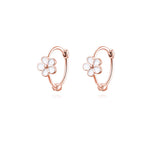 Reffeer Solid 925 Sterling Silver Flower Hoop Earrings Huggie for Women Teen Girls Daisy Hoop Earrings Cartilage Helix Earrings (C-Rose Gold)