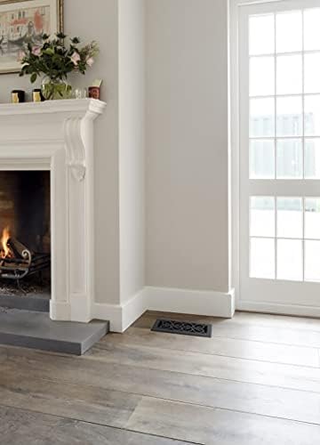 Decor Grates ST410 Scroll Design Floor Register, 4x10 Inches, Textured Black