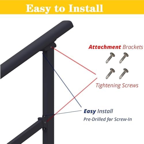 Hand Rails for Outdoor Steps,3 Step Stair Handrail & Indoor Stair Railing Kit，Black Railings for Outdoor Steps and Hand Rails for Seniors for Porch (3 Step)