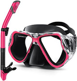 Greatever Dry Snorkel Set,Panoramic Wide View,Anti-Fog Scuba Diving Mask,Professional Snorkeling Gear