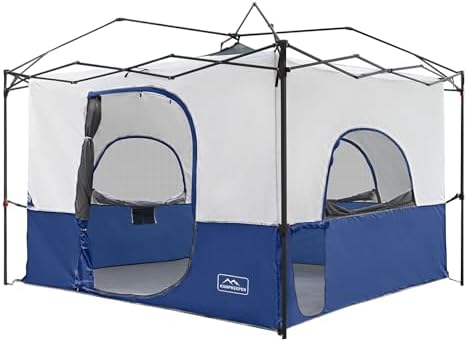 KAMPKEEPER Camping Cube, Converts 10'x10' Straight Leg Canopy into Inner Pop Up Tent, with 1 Dog Hole–Fully Vented Roof(Canopy & Frame NOT Included), Navy Blue