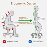 FIRAVOE Saddle Stool, Swivel Saddle Stool with Wheels, Adjustable Rolling Stool 18"-26", Faux Leather Rolling Saddle Stool for Salon, Massage, Clinic, Lab, Office (Black, 1PCS (18"-26"))