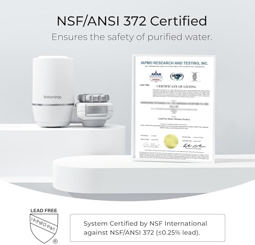 Waterdrop Sink Filter Water Faucet for Skin Care, Bathroom Faucet Filter, 320 Gallons, NSF Certified Water Purifier, 0.01μm Ultra-Filtration System, Reduces Chlorine Lead-Free Material, 1 Filter White