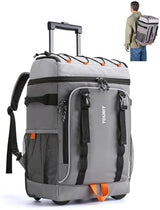 TOURIT 50-Can Rolling Backpack, Double Deck & Dual-Bar Handle Travel Soft Cooler Bag with Wheels for Women, 30L Space Beach Cooler Size 18"(15"+3")×13"×11"