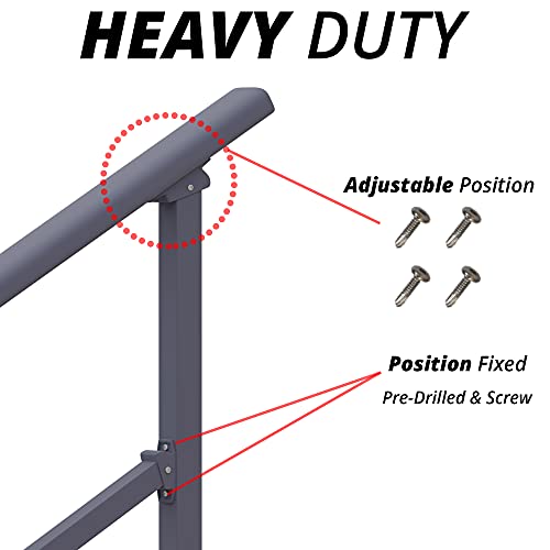 CHR Fence & Rail Hand Rails for Outdoor Steps, 4 Step Handrail & Indoor Stair Railing Kit, Railings for Outdoor Steps and Hand Rails for Seniors for Porch Railing & Deck Hand Rail, 3-4 Step Railing