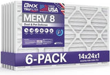 BNX TruFilter 14x24x1 Air Filter MERV 8 (6-Pack) - MADE IN USA – Dust & Pet Defense Air Conditioner HVAC AC Furnace Filters for Dust, Pet, Mold, Pollen MPR 600 – 700 & FPR 5