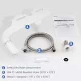 SAMODRA Ultra-Slim Bidet Attachment for Toilet - Dual Nozzle (Frontal & Rear Wash) Hygienic Bidets for Existing Toilets - Adjustable Water Pressure Fresh Water Toilet Bidet - Easy to Install